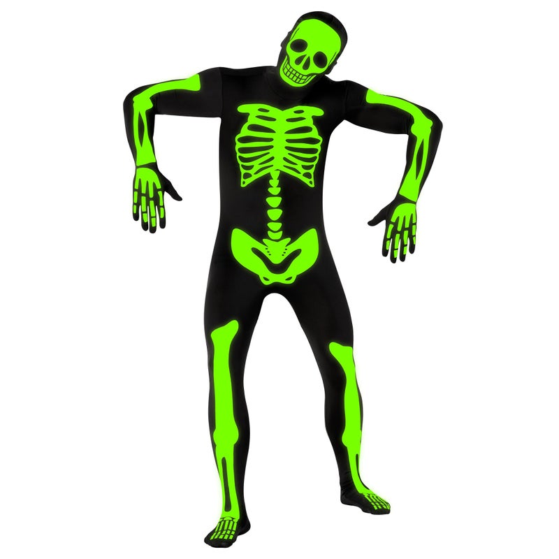 Morphsuits Adult Skeleton Costume Men, Mens Skeleton Costume Glow in Dark, Skeleton Adult Costume, Glow in Dark Skeleton XL - Image 1